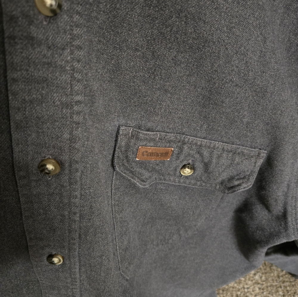 Carhartt Charcoal Long Sleeve Shirt, Heavy Cotton - Picture 2 of 5